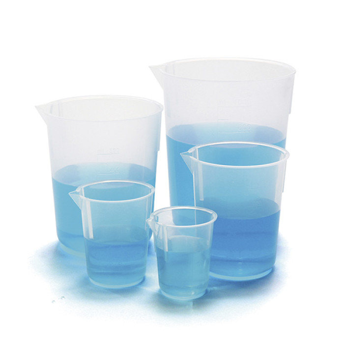 Vaso de precipitados polipropileno apilable con pico y graduación en relieve — pack de 5