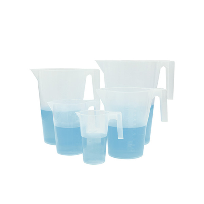 Vaso de precipitado de polipropileno con asa, pico vertedor y graduación en relieve — Pack de 5