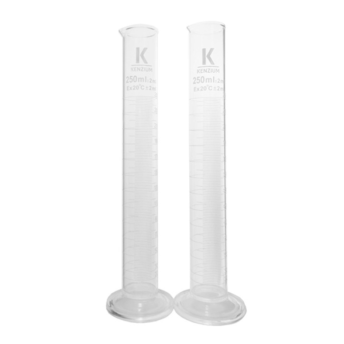 Probeta graduada 250 ml borosilicato 3.3 base hexagonal pack 2 unidades