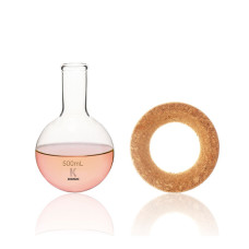 Matraz fondo redondo 500 ml con soporte de corcho borosilicato 3.3