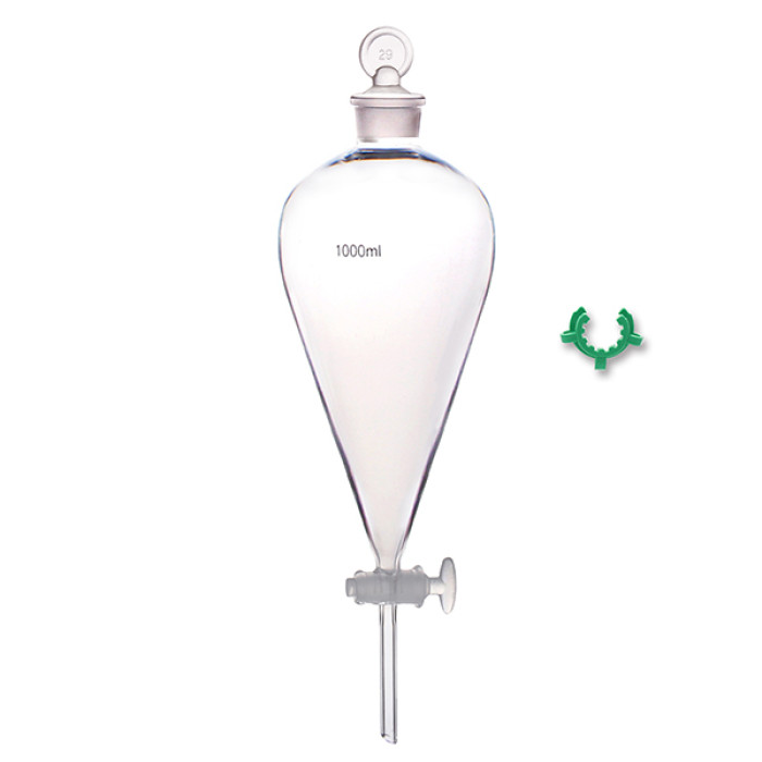 Embudo de decantación cónico borosilicato 3.3 llave y tapón esmerilados ISO 4800