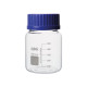Frasco graduado boca ancha rosca GL80 ISO 4796 borosilicato 3.3 con tapón PP