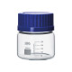 Frasco graduado boca ancha rosca GL80 ISO 4796 borosilicato 3.3 con tapón PP