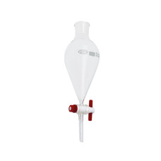 Embudo de decantación piriforme con llave de PTFE borosilicato 3.3 Glassco