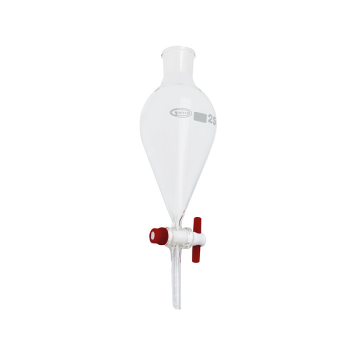 Embudo de decantación piriforme con llave de PTFE borosilicato 3.3 Glassco