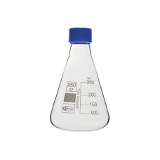 Matraz Erlenmeyer con tapón de rosca y junta PTFE borosilicato 3.3 DIN 12380