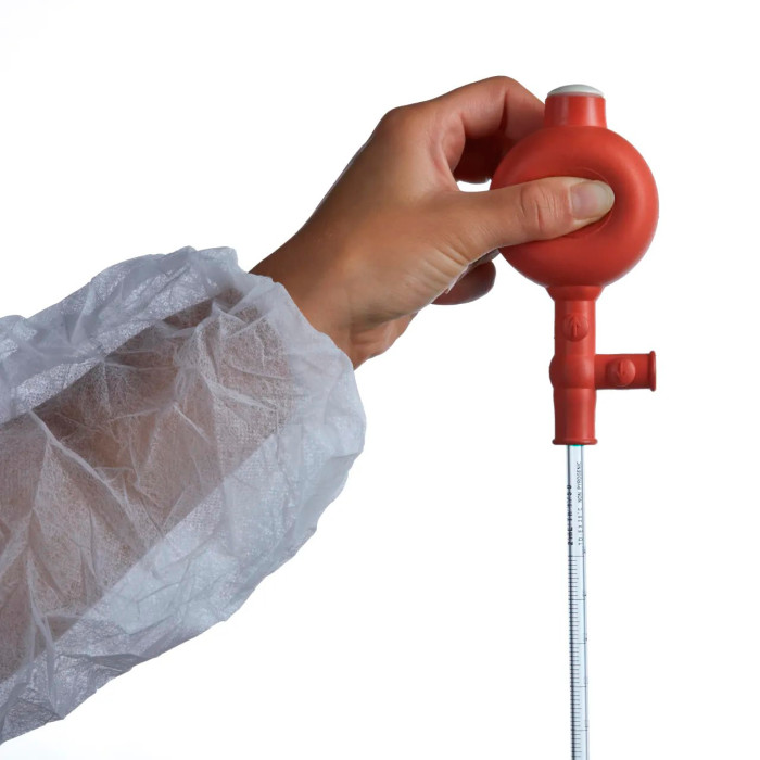 Pera de goma para pipetas 25 ml caucho naranja dos válvulas
