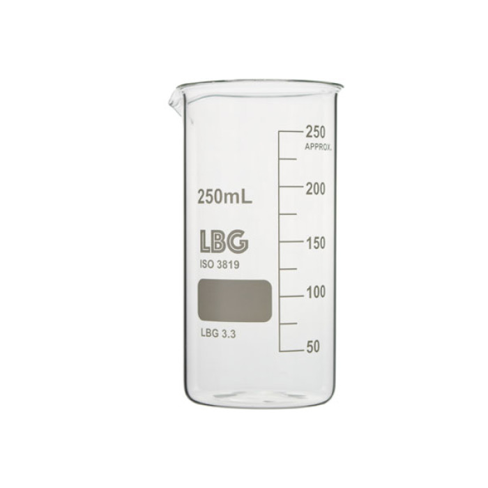 Vaso de precipitados forma alta borosilicato LBG 3.3 con graduación y pico vertedor