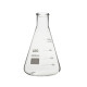 Matraz Erlenmeyer cuello estrecho borosilicato LBG 3.3 con reborde y graduación DIN 12380