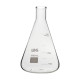 Matraz Erlenmeyer cuello estrecho borosilicato LBG 3.3 con reborde y graduación DIN 12380
