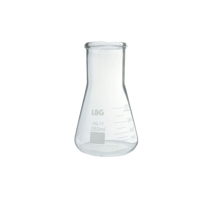 Matraz Erlenmeyer cuello ancho con reborde borosilicato 3.3 DIN 12385