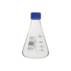 Matraz Erlenmeyer con tapón de rosca normalizado y junta PTFE borosilicato 3.3 DIN 12380