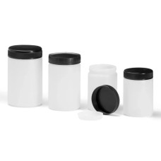 Tarros boca ancha con tapa y obturador polietileno natural 30 ml a 20000 ml