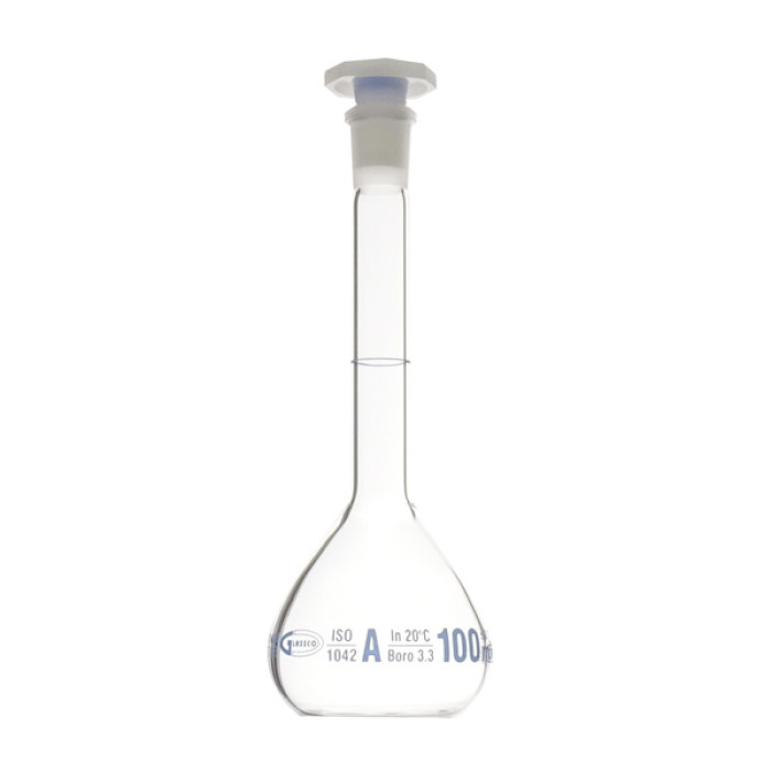 Matraz aforado clase A borosilicato 3.3 con tapón PE GLASSCO ISO 1042