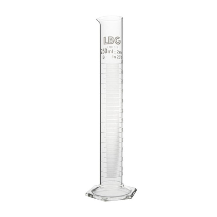 Probeta graduada clase B borosilicato 3.3 base hexagonal TC
