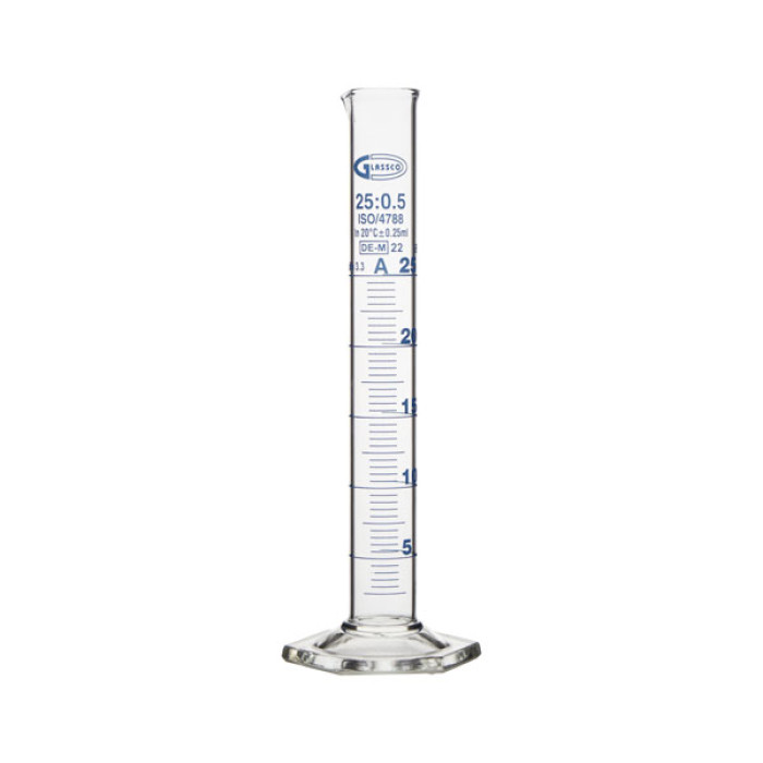Probeta graduada clase A base hexagonal borosilicato 3.3 GLASSCO certificada