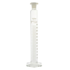 Probeta graduada clase A con tapón PP boca esmerilada base hexagonal borosilicato