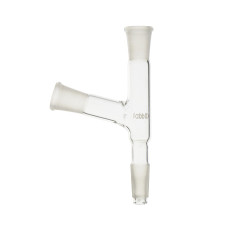 Adaptador de vidrio con dos bocas en ángulo borosilicato 3.3