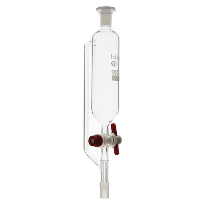 Embudo de adición cilíndrico isobaro con llave de PTFE borosilicato 3.3