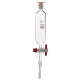 Embudo de adición cilíndrico esmerilado con llave de PTFE borosilicato 3.3