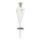 Embudo de decantación cónico con llave PTFE y tapón de plástico borosilicato 3.3