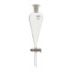Embudo de decantación cónico con llave PTFE y tapón de plástico borosilicato 3.3