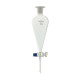 Embudo de decantación cónico llave de vidrio tapón de plástico borosilicato 3.3