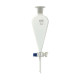 Embudo de decantación cónico llave de vidrio tapón de plástico borosilicato 3.3