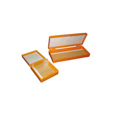 Caja para portaobjetos 25 unidades ABS naranja con base de corcho