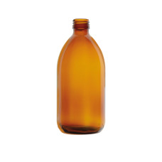 Frasco de vidrio ámbar boca ancha tapón rosca PP28 borosilicato tipo III USP