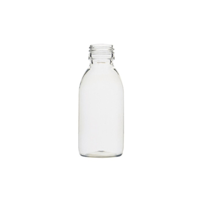 Frasco de laboratorio PET transparente boca ancha rosca PP28