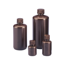 Frasco HDPE cuello estrecho ámbar con tapón rosca PP