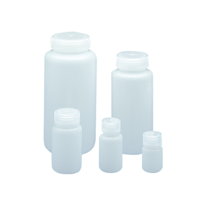Frasco HDPE cuello ancho con tapón de rosca PP resina virgen grado médico