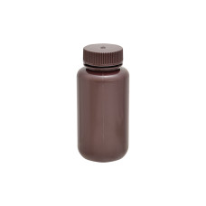 Frasco HDPE cuello ancho ámbar con tapón PP rosca