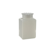 Frasco HDPE rectangular graduado con tapón de estrella PP y obturador LDPE precintable