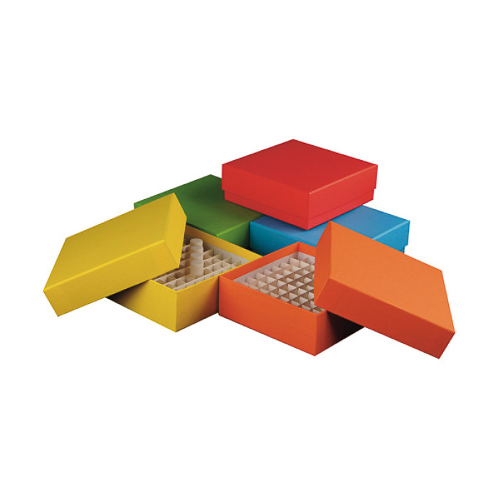 Caja de cartón para criotubos hasta 2 ml congelable hasta -80 °C