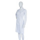Bata de laboratorio mujer blanca cuello solapa 5 botones con bolsillos