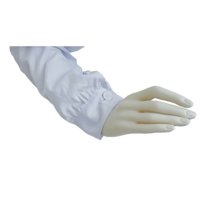 Bata de laboratorio mujer blanca cuello solapa 5 botones con bolsillos
