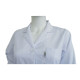 Bata de laboratorio mujer blanca cuello solapa 5 botones con bolsillos