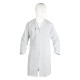 Bata de laboratorio hombre blanca cuello solapa 5 botones 3 bolsillos sin puños