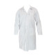 Bata de laboratorio hombre blanca cuello solapa 5 botones 3 bolsillos sin puños