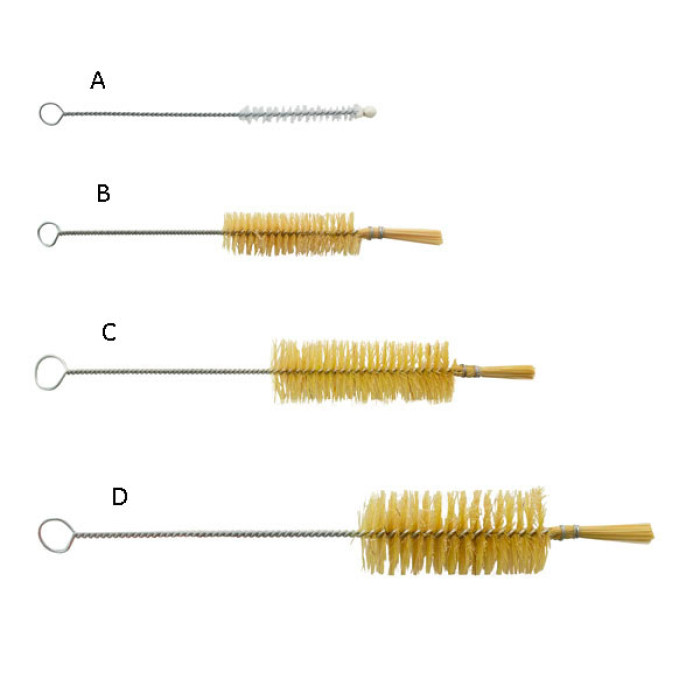 Escobillones para tubos de ensayo nylon o pelo natural mango alambre galvanizado