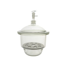 Desecador para vacío con tapa y llave de vidrio Basic Line — con placa de porcelana