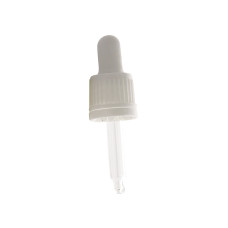 Tapón cuentagotas de rosca DIN-18 polipropileno con tetina silicona y tubo vidrio