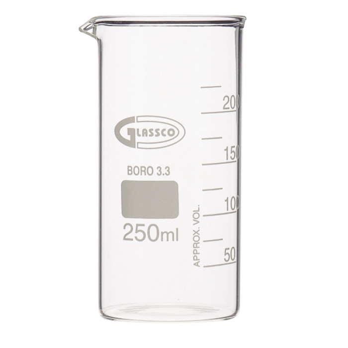 Vaso de precipitados forma alta borosilicato 3.3 GLASSCO con pico graduado DIN 12331