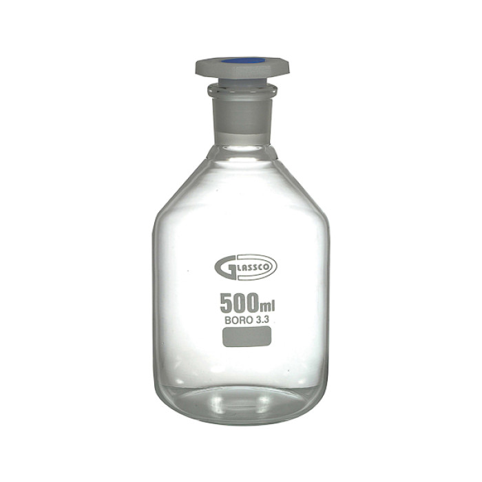 Frasco para reactivos boca estrecha 250 ml borosilicato 3.3 con tapón PP