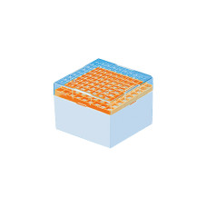 Caja de policarbonato para criotubos con tapa numerada naranja