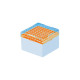 Caja de policarbonato para criotubos con tapa numerada naranja