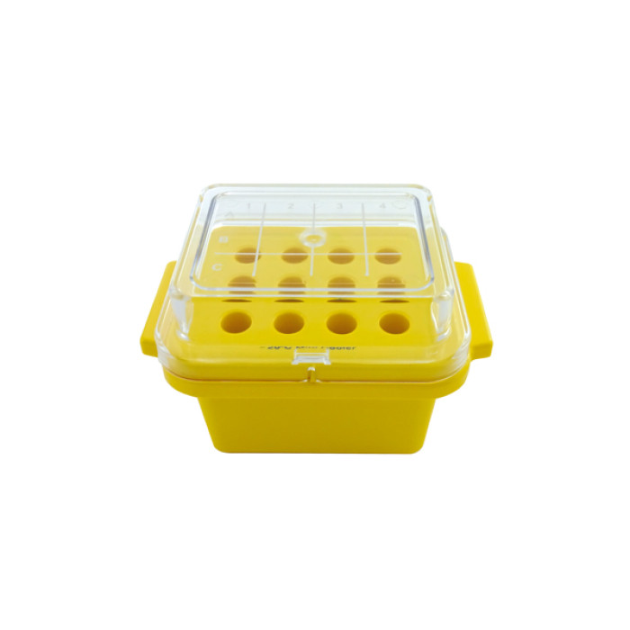 Bloque refrigerador para microtubos y criotubos 12 posiciones 2 ml policarbonato amarillo