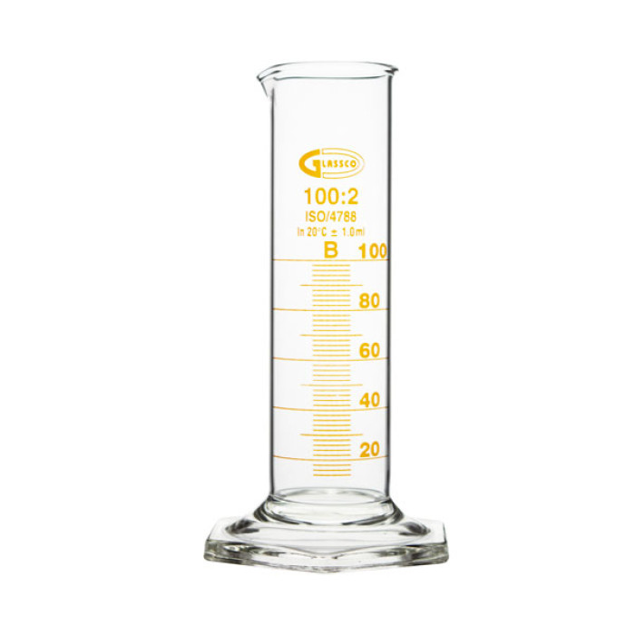 Probeta graduada base hexagonal forma baja clase B borosilicato 3.3